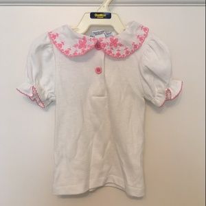Vintage OshKosh White Pink Button Shirt 6-9 Months